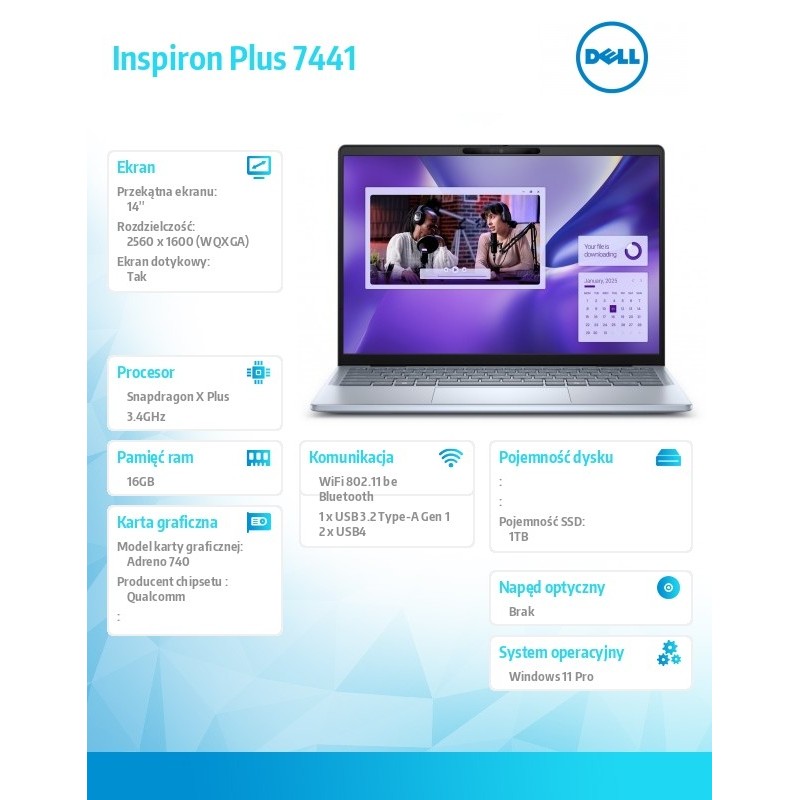 Laptop Inspiron Plus 7441 Win11 Pro/XPLUS10C/16GB/1TB SSD Ge… | PartsPC.pl