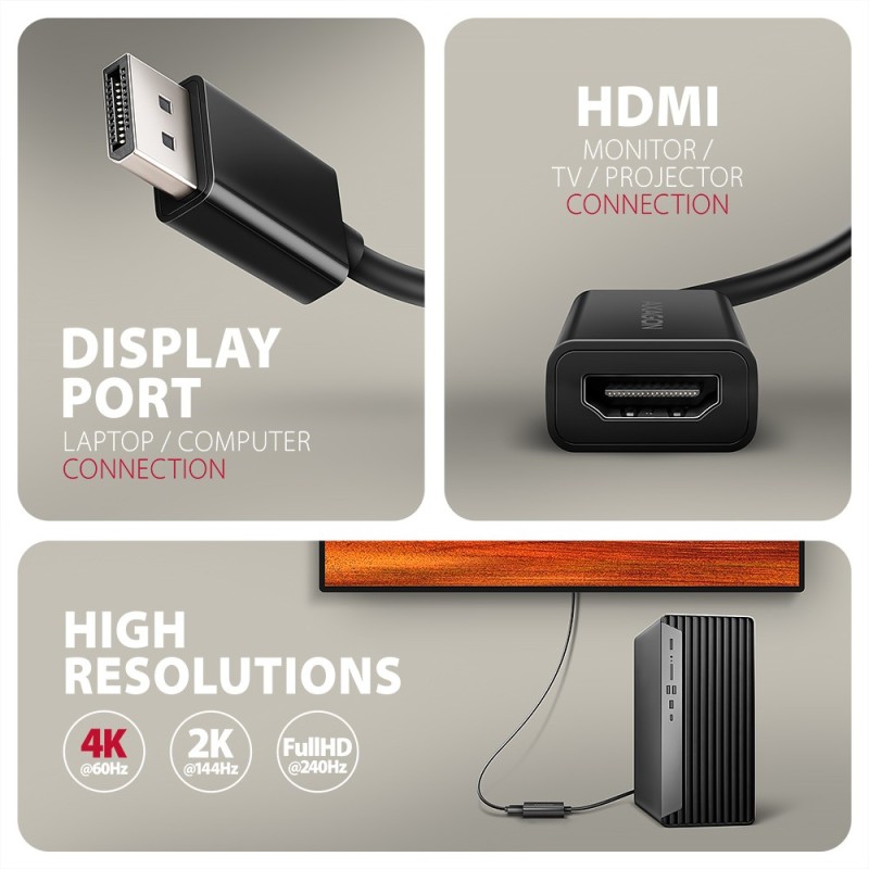 RVD-HI20N Adapter aktywny DisplayPort -> HDMI 1.4, 4K/60Hz, … | PartsPC.pl