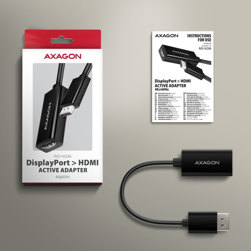RVD-HI20N Adapter aktywny DisplayPort -> HDMI 1.4, 4K/60Hz, … | PartsPC.pl