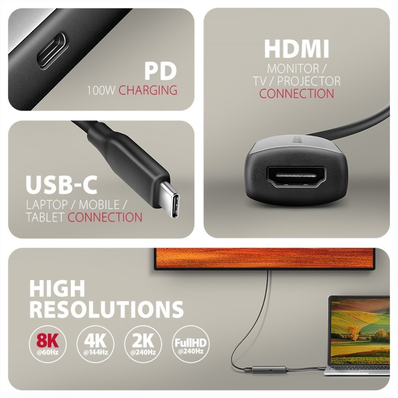 RVC-HI8KPD Adapter aktywny USB-C -> HDMI 8K/60Hz, Aluminum, … | PartsPC.pl