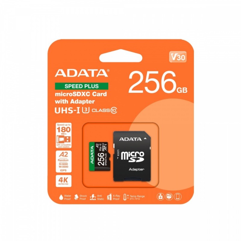 Karta microSD Speed Plus 256GB UHS1 U3 V30 A2 180/160 MB/s | PartsPC.pl