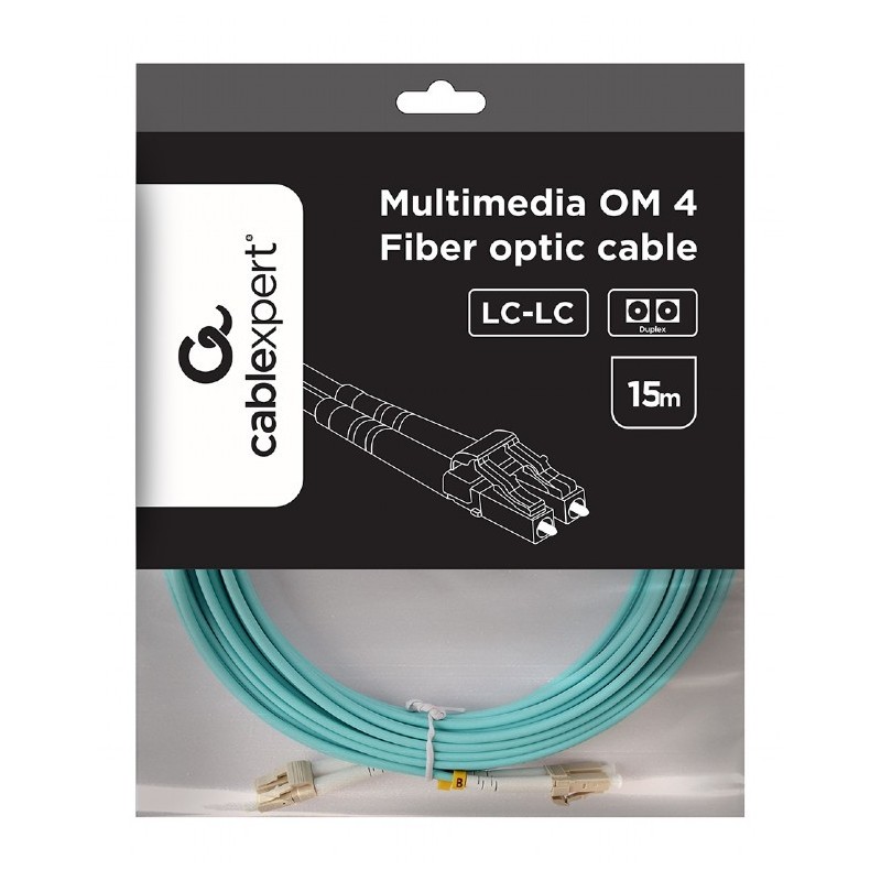 Kabel światłowodowy wielomodowy duplex OM4 50/125,LC/LC,15m | PartsPC.pl