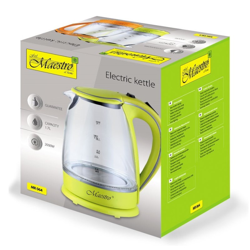 Czajnik elektryczny szklany 1,7l 2000W MR-064-GREEN | PartsPC.pl