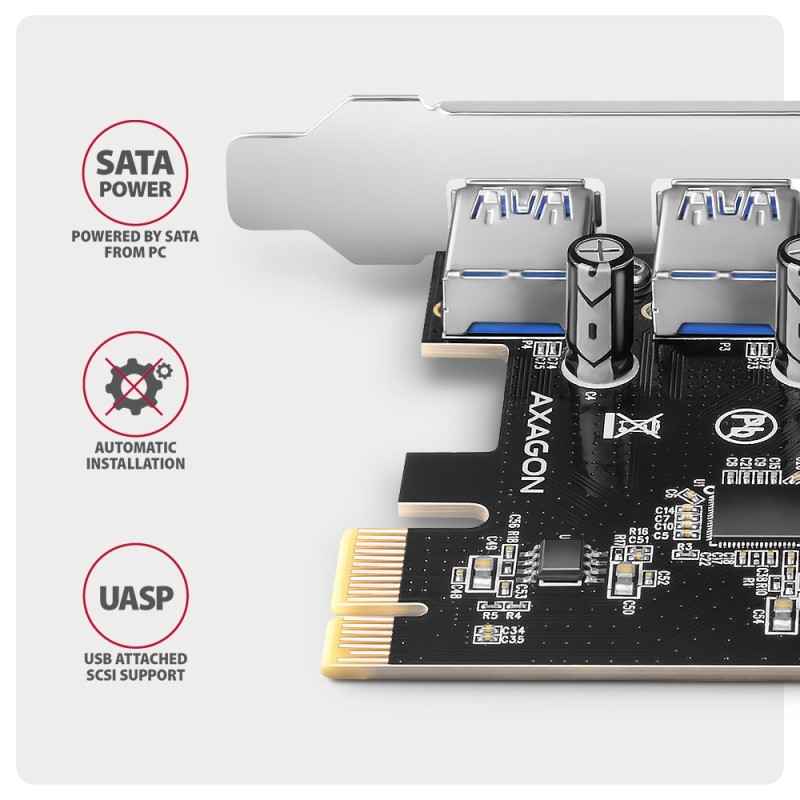 PCEU-430RS Kontroler PCIe 4x port USB 3.2 GEN 1, UASP, chips… | PartsPC.pl