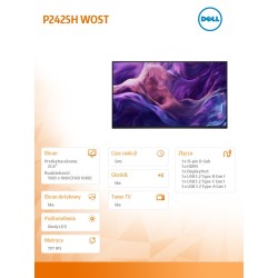Monitor 23.8 cala P2425H WOST IPS 1920x1080/16:9/DP/HDMI/USB… | PartsPC.pl