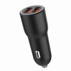 Ładowarka samochodowa 2xUSB-A QC3.0 36W czarna | PartsPC.pl