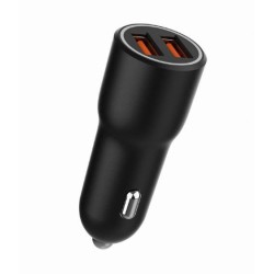 Ładowarka samochodowa 2xUSB-A QC3.0 36W czarna | PartsPC.pl