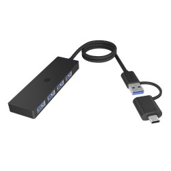 Hub IB-HUB1424-C3 4-Port USB Typ-A, złącze Typ-C/A | PartsPC.pl