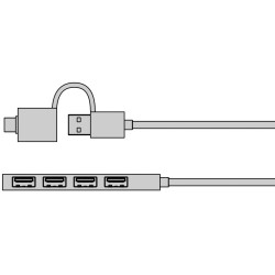 Hub IB-HUB1424-C3 4-Port USB Typ-A, złącze Typ-C/A | PartsPC.pl