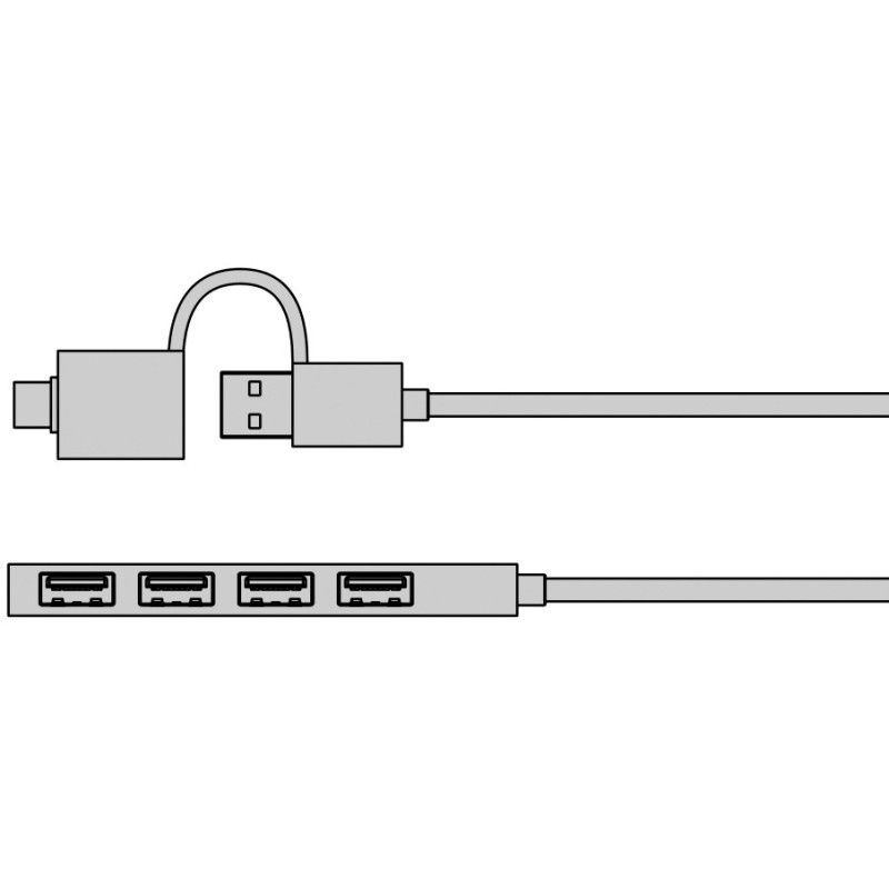 Hub IB-HUB1424-C3 4-Port USB Typ-A, złącze Typ-C/A | PartsPC.pl