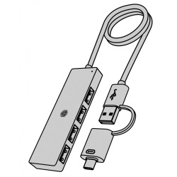 Hub IB-HUB1424-C3 4-Port USB Typ-A, złącze Typ-C/A | PartsPC.pl