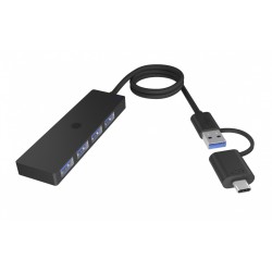Hub IB-HUB1424-C3 4-Port USB Typ-A, złącze Typ-C/A | PartsPC.pl