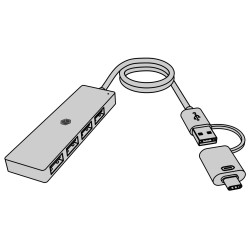 Hub IB-HUB1424-C3 4-Port USB Typ-A, złącze Typ-C/A | PartsPC.pl
