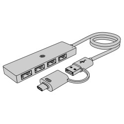 Hub IB-HUB1424-C3 4-Port USB Typ-A, złącze Typ-C/A | PartsPC.pl