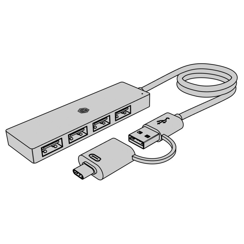 Hub IB-HUB1424-C3 4-Port USB Typ-A, złącze Typ-C/A | PartsPC.pl