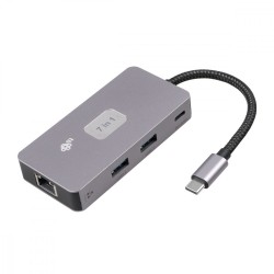 Adapter HUB USB C (7w1) HDMI USB SD/TF RJ45 (2500 Mbps) PD | PartsPC.pl