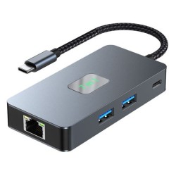 Adapter HUB USB C (7w1) HDMI USB SD/TF RJ45 (2500 Mbps) PD | PartsPC.pl