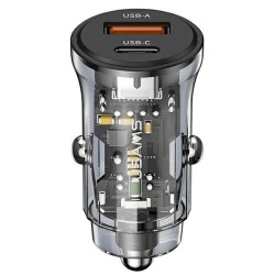 Ładowarka samochodowa 30W 1xUSB + 1xUSB-C Fast Charge | PartsPC.pl