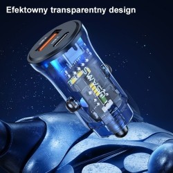 Ładowarka samochodowa 30W 1xUSB + 1xUSB-C Fast Charge | PartsPC.pl