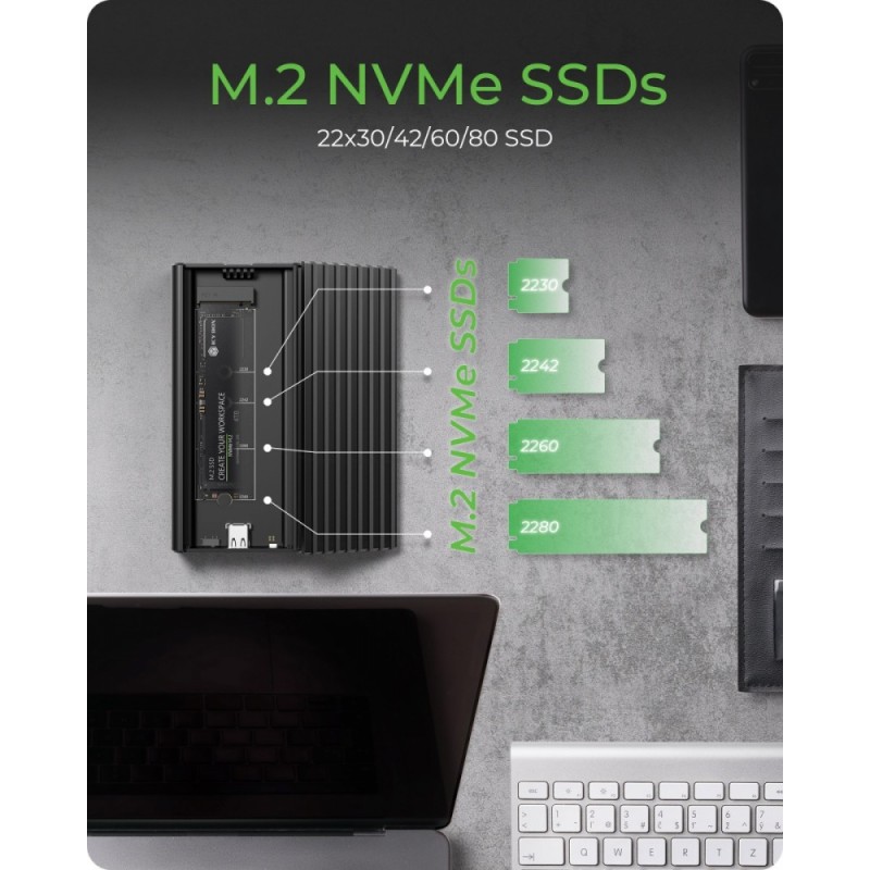Obudowa IB-1917M-C32a NVMe USB 3.2 Gen 2x2,  20 Gbit/s | PartsPC.pl