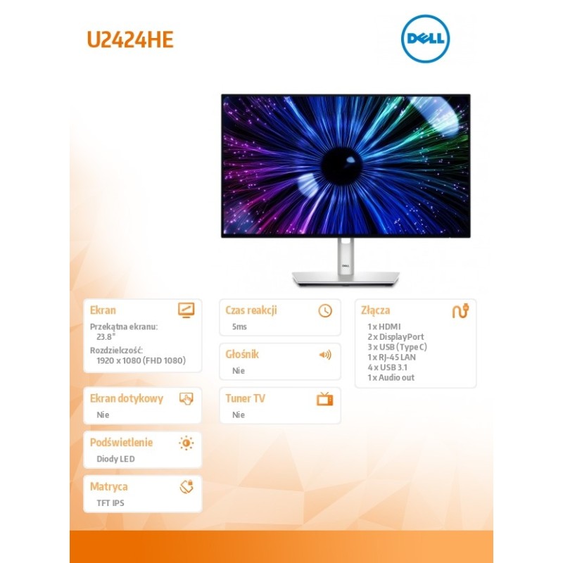 Monitor U2424HE 23.8 cala IPS LED FHD(1920x1080)/16:9/HDMI/D… | PartsPC.pl