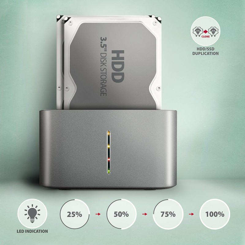 ADSA-DC Stacja dokująca USB 3.2 Gen 1 - 2x SATA 6G 2.5"/3.5"… | PartsPC.pl