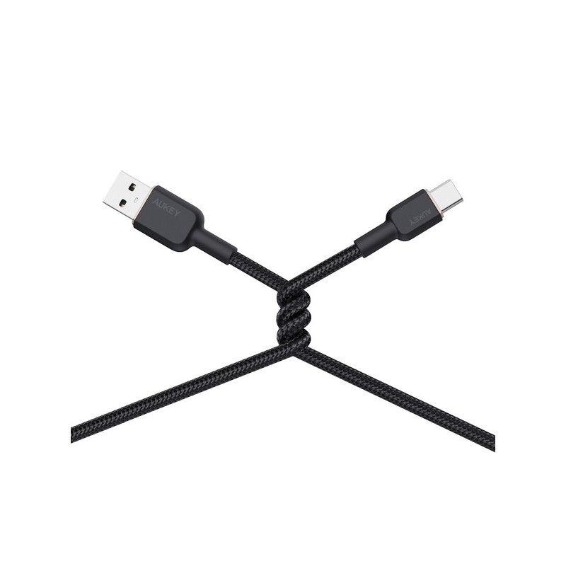 CB-NAC1 Black nylonowy kabel USB C - USB A | 1m | 3A | 60W P… | PartsPC.pl