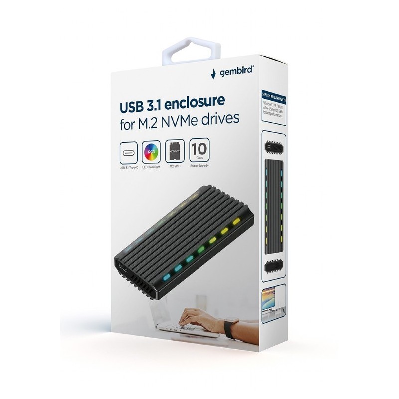 Obudowa dysku M.2 NVME Aluminiowa LED USB 3.1 | PartsPC.pl