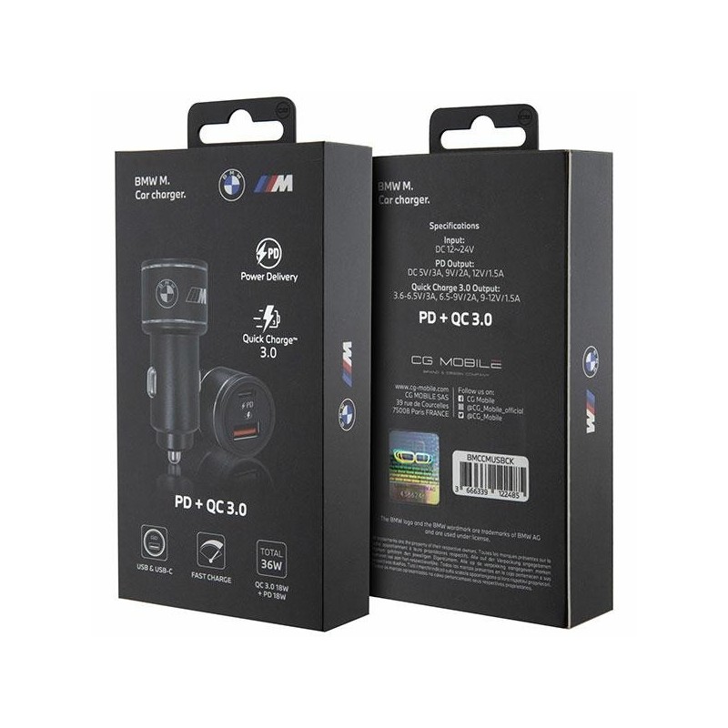Ładowarka samochodowa 20W PD-QC 3.0 Fast Charging Czarna | PartsPC.pl