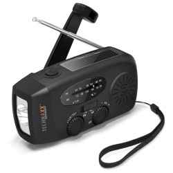 Radio słoneczne AM/FM z ręczną korbką i latarką LED | PartsPC.pl