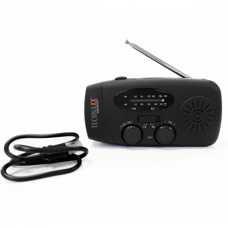 Radio słoneczne AM/FM z ręczną korbką i latarką LED | PartsPC.pl