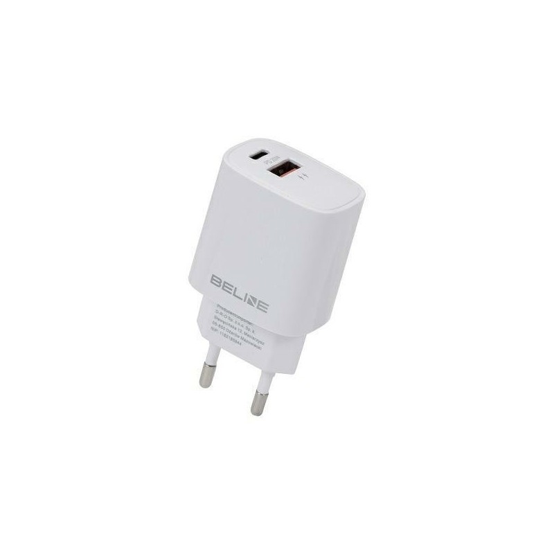 Ładowarka sieciowa 20W USB-C + USB-A biała | PartsPC.pl