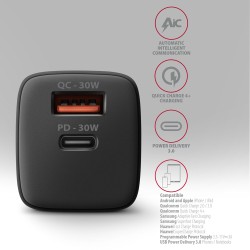 ACU-PQ30 Ładowarka sieciowa, PD & QC 30W, QC3.0,4.0/AFC/FCP/… | PartsPC.pl