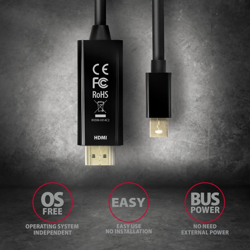 RVDM-HI14C2 Konwerter/kabel aktywny Mini DP > HDMI 1.4 kabel… | PartsPC.pl