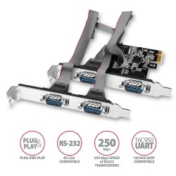 PCEA-S4N Kontroler PCIe 4x port szeregowy RS232 250 kbps, w … | PartsPC.pl