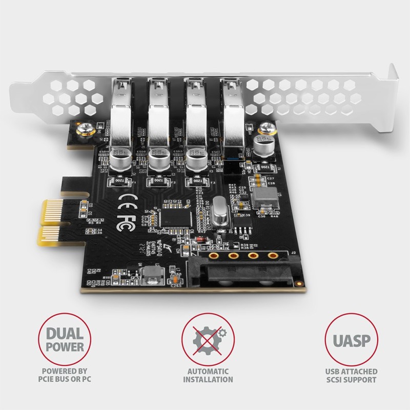 PCEU-43RS Kontroler PCIe 4x port USB 3.2 GEN 1, UASP, chipse… | PartsPC.pl