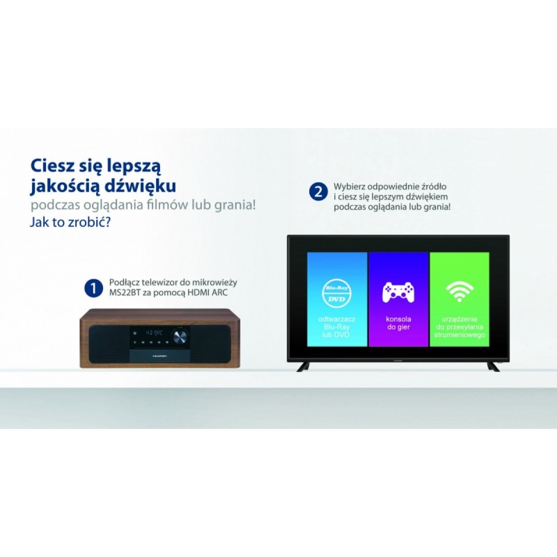 Mikrowieża all-in-one Bluetooth, HDMI ARC, Wejście optyczne … | PartsPC.pl