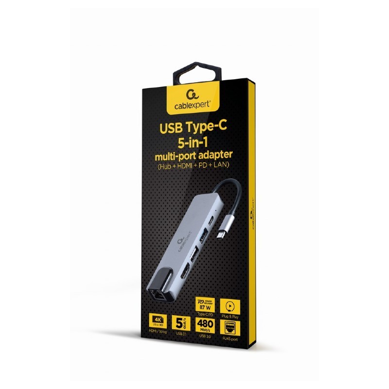 Adapter wieloportowy USB-C 5w1, PD, HDMI, USB 3.1, USB 2.0, … | PartsPC.pl