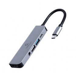Adapter USB-C 5w1, PD, HDMI, Audio, USB 3.1, USB 2.0 | PartsPC.pl