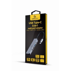 Adapter USB-C 5w1, PD, HDMI, Audio, USB 3.1, USB 2.0 | PartsPC.pl
