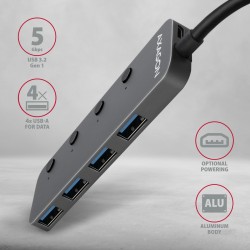HUE-MSA Hub 4-portowy USB 3.2 Gen 1 switch, metalowy, 20cm U… | PartsPC.pl