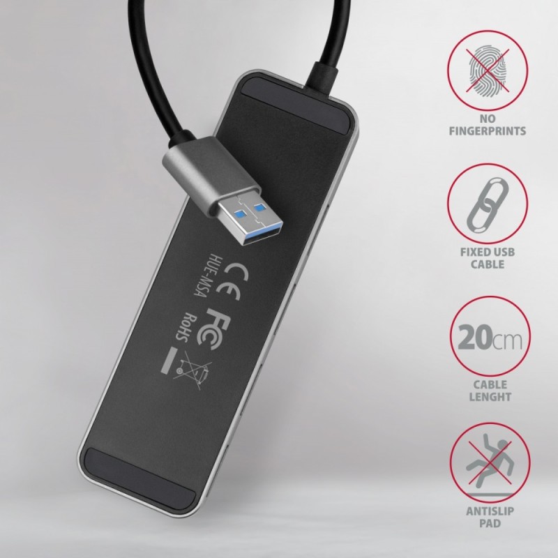 HUE-MSA Hub 4-portowy USB 3.2 Gen 1 switch, metalowy, 20cm U… | PartsPC.pl