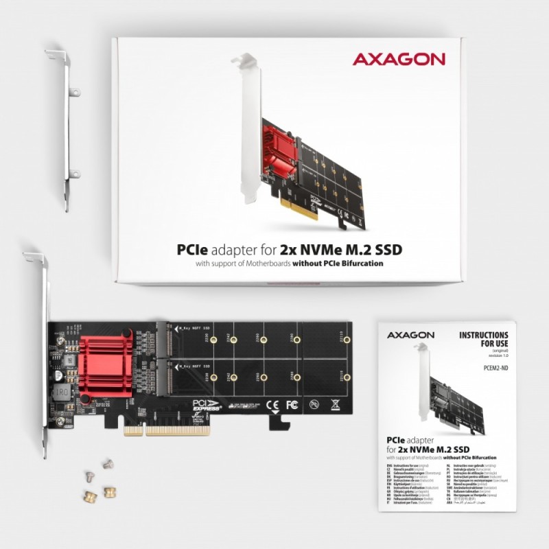 PCEM2-ND Kontroler PCIe x 8, 2x slot M.2 NVMe M-key RAID wsp… | PartsPC.pl