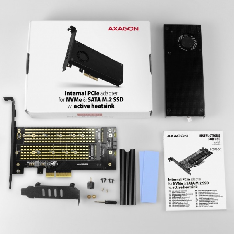 PCEM2-DC Adapter wewnętrzny PCIe x4, 1x M.2 NVMe M-key + 1x … | PartsPC.pl