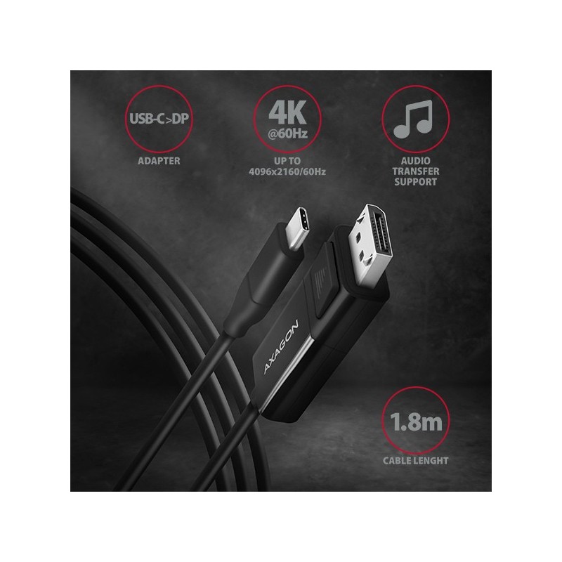 RVC-DPC Konwerter/kabel USB-C -> DisplayPort 1,8m, 4K/60HZ | PartsPC.pl