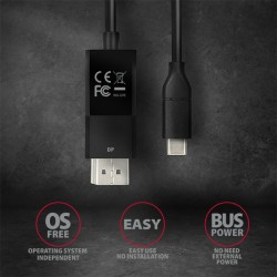 RVC-DPC Konwerter/kabel USB-C -> DisplayPort 1,8m, 4K/60HZ | PartsPC.pl