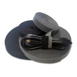 Organizer na kable, taśma, rzep, czarny, 10m, OC-01/B | PartsPC.pl