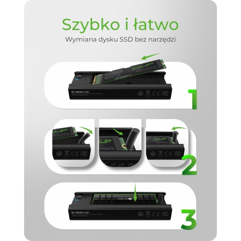 Stacja dokująca IB-180MC-C31 M.2 NVMe&SATA Docking, USB 3.2 … | PartsPC.pl