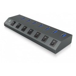 IB-HUB1701-C3 7xUSB Type-A, włącznik/wyłącznik dla każdego U… | PartsPC.pl