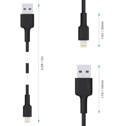 CB-AL05 nylonowy kabel Quick Charge Lightning-USB | 2m | cer… | PartsPC.pl